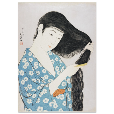 Woman Combing Her Hair Print