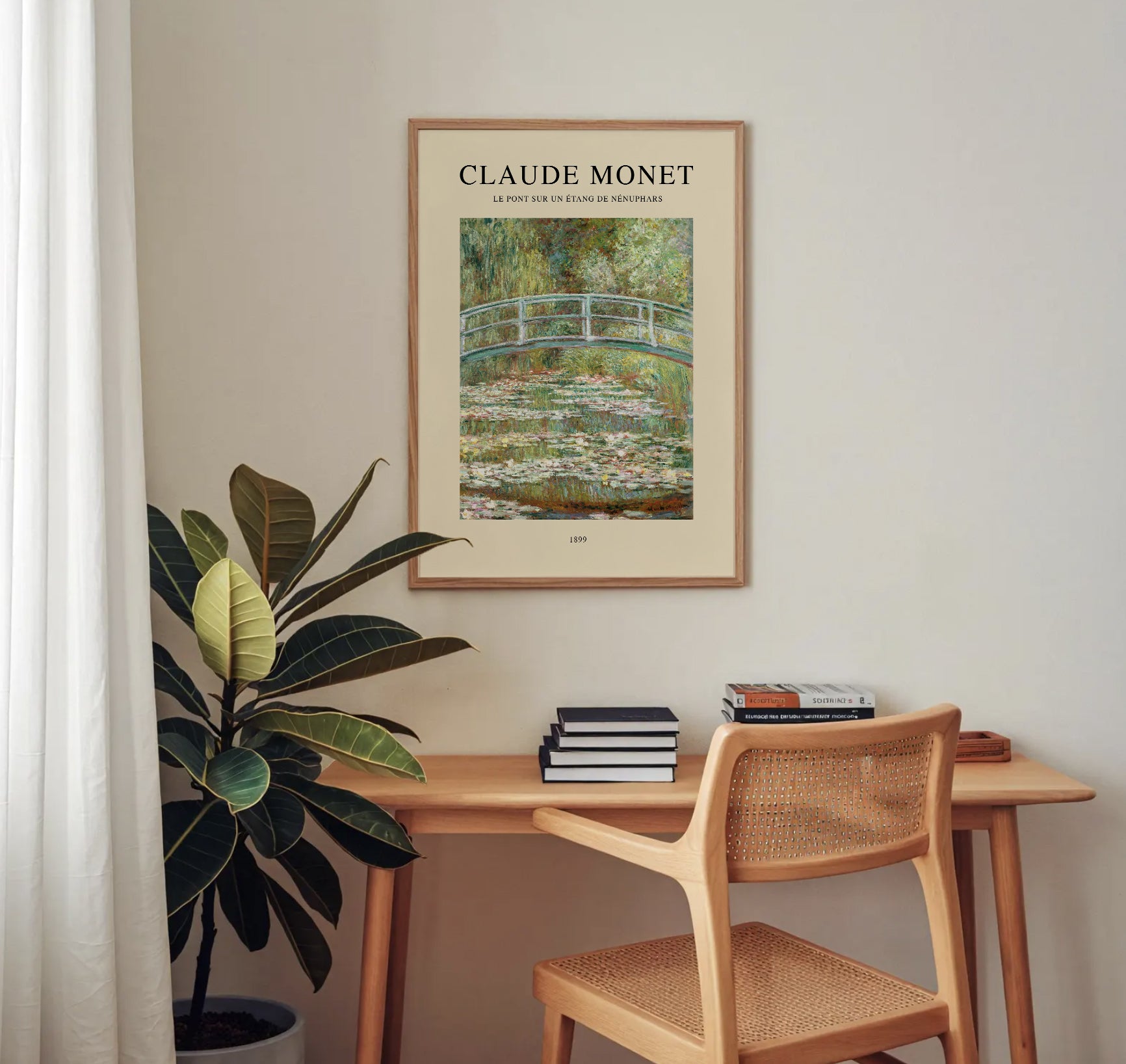 Bridge over a Pond of Water Lilies Print