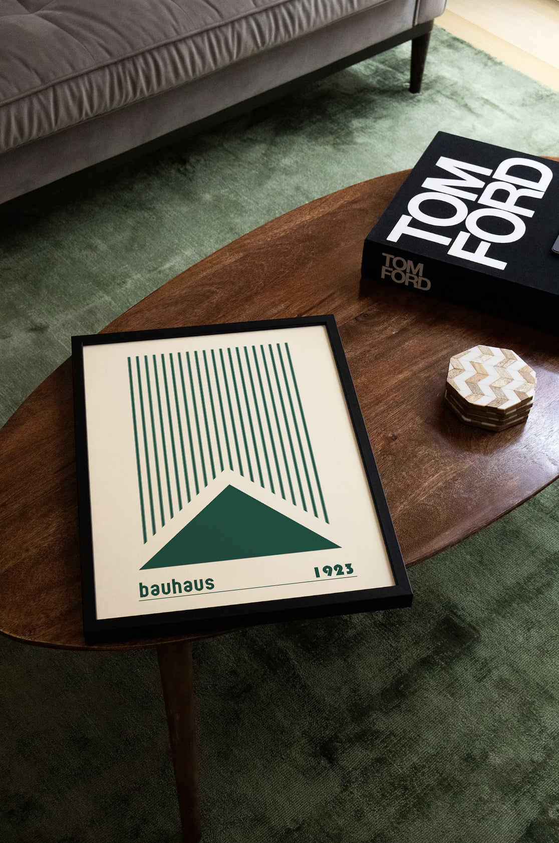 Bauhaus Green Lines Print