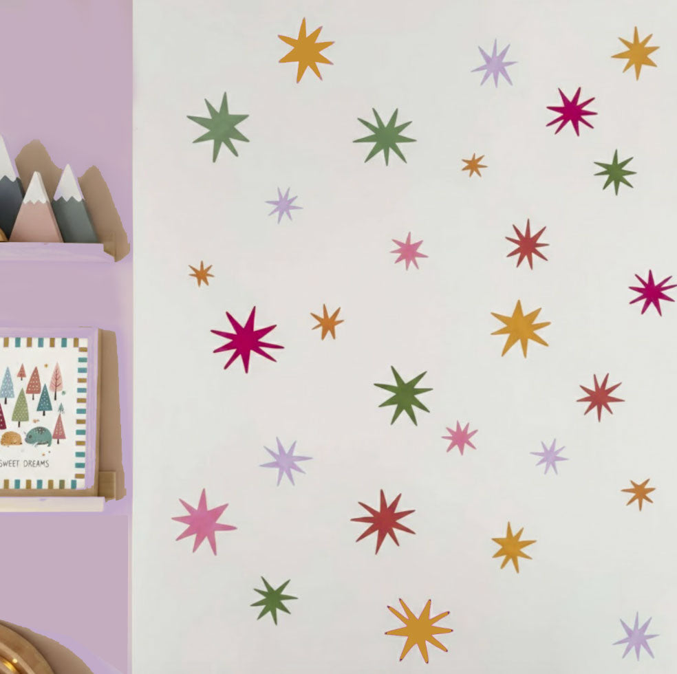 Multicolour Stars Fabric Wall Stickers